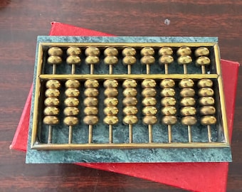 Mini Copper Abacus Keychain – Brass Statu Key Ring Ornament, 1.8 Inches (ZD104)