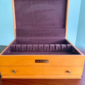 Vintage Reed & Barton Bristol Wooden Flatware Storage Chest