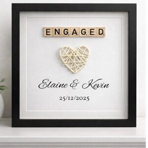 Personalized Engagement Frame | Scrabble Tiles, String Heart