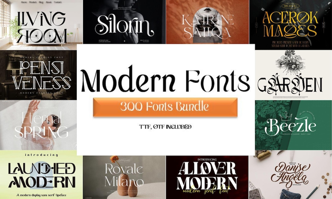 300 Elegant Modern Fonts: Luxury Branding Serif Font Bundle (commercial ...