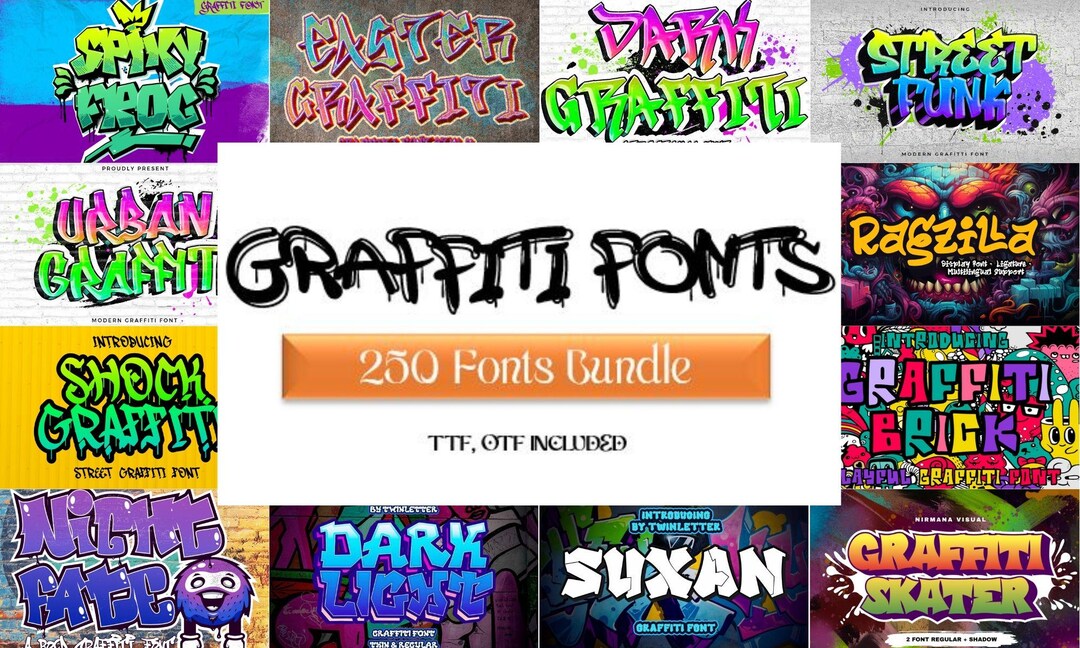 Graffiti Fonts Bundle: 250+ Urban Alphabets for Cricut & Procreate ...