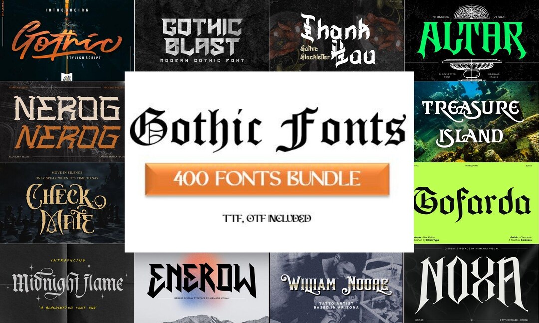400+ Gothic Fonts Bundle (TTF, OTF) - Cricut, Canva, Procreate ...