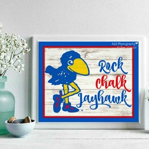 Kansas Jayhawks shiplap photography print