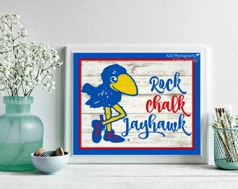 Kansas Jayhawks shiplap photography print