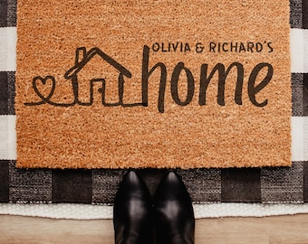Personalized Front Door Mat Custom Printed First Home Couple's Gift Couple's Home