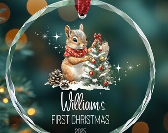 Baby's First Christmas Ornament| Keepsake Christmas Bauble Gift Ceramic Ornament | Personalised Baby's 1st Christmas Scene Decoration