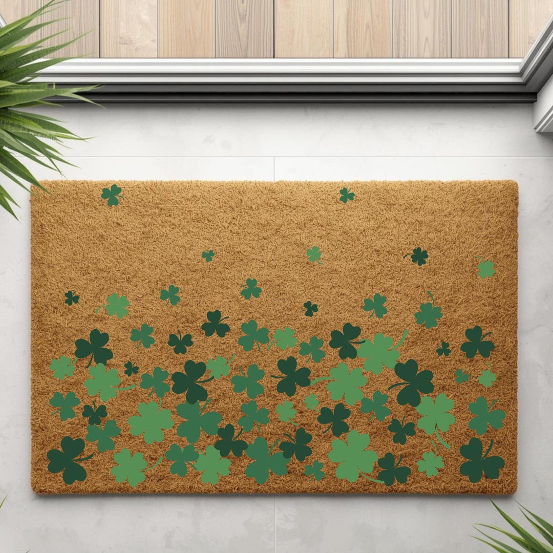 Shamrock Coir Doormat: St. Patrick's Day Irish Welcome Mat - (18'' x 30'') - M