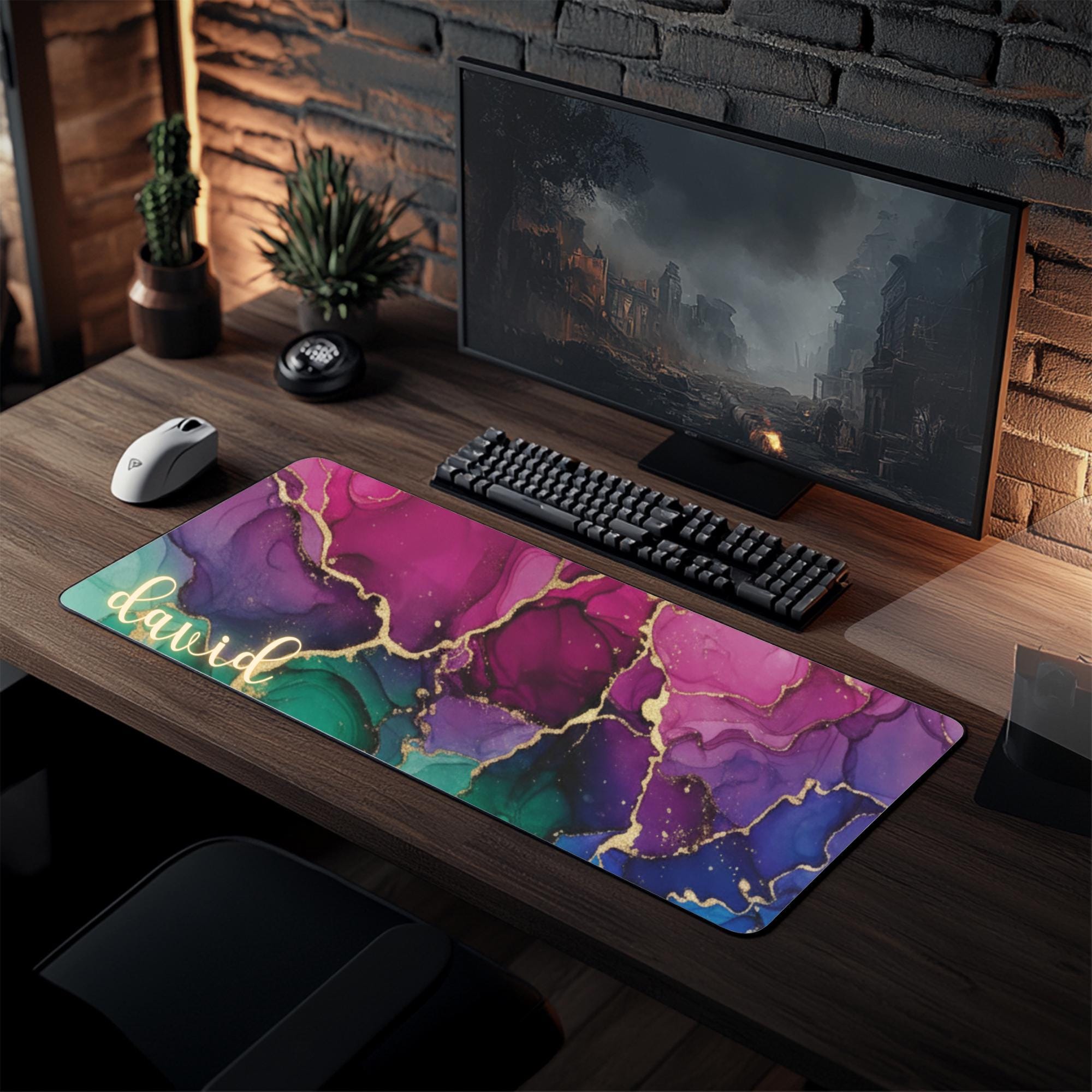 Custom Desk Mat Mousepad With Name, Large Modern Desktop Mats, Colorful ...