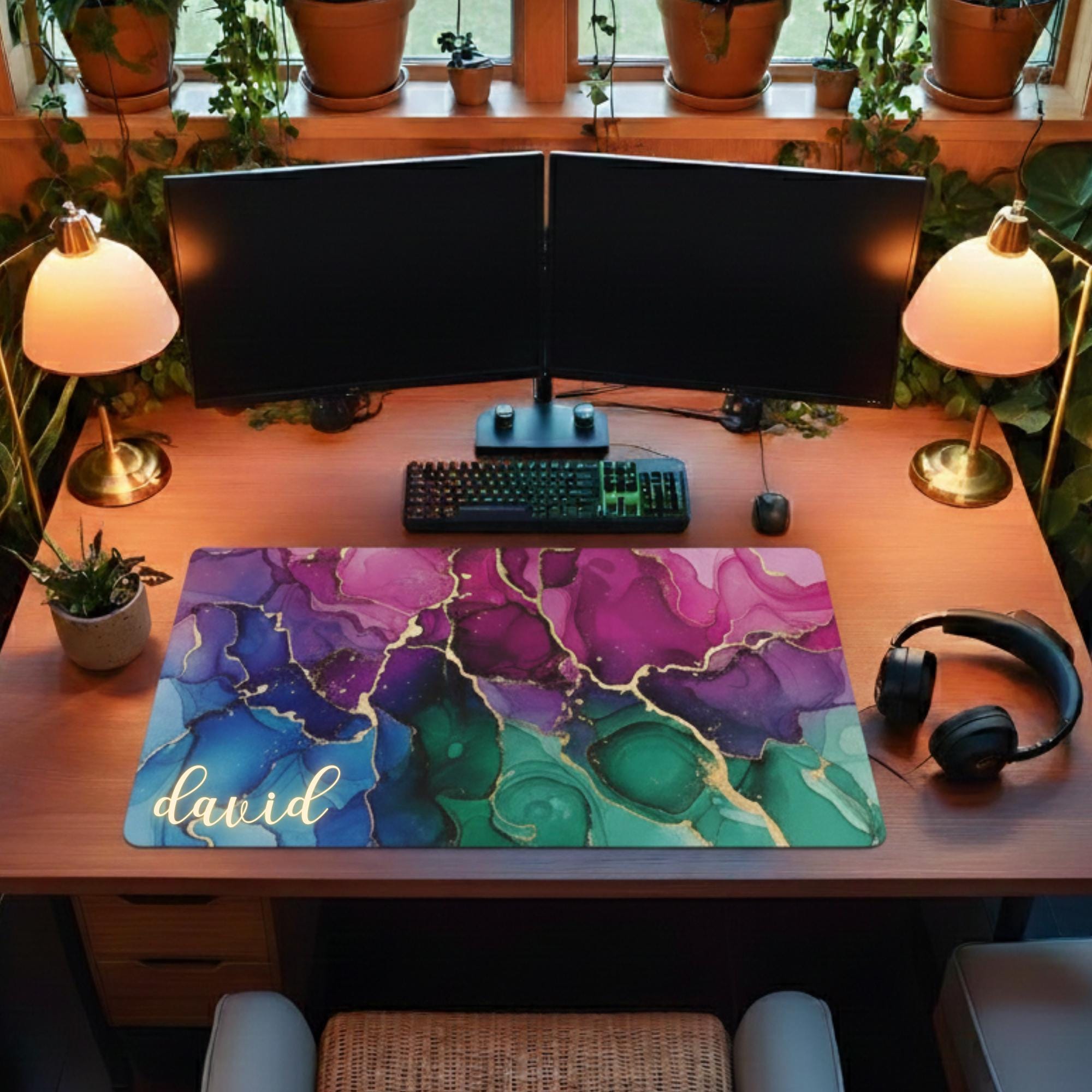 Custom Desk Mat Mousepad With Name, Large Modern Desktop Mats, Colorful ...