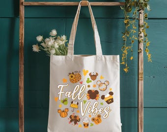 Disney Fall Vibes Tote Bag, Autumn Pumpkins Disney Tote Bag, Fall Tote Bag, Mickey Tote Bags, Fall Gift Her, Cute Tote Bag, Gift Idea Fall