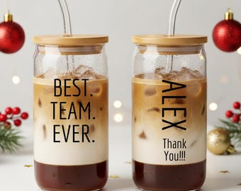 Best Team Ever Glass Cup Christmas Gift for Employee Personalized Employee Appreciation Gift Custom Team Member Gift Coworker Tumbler Gift