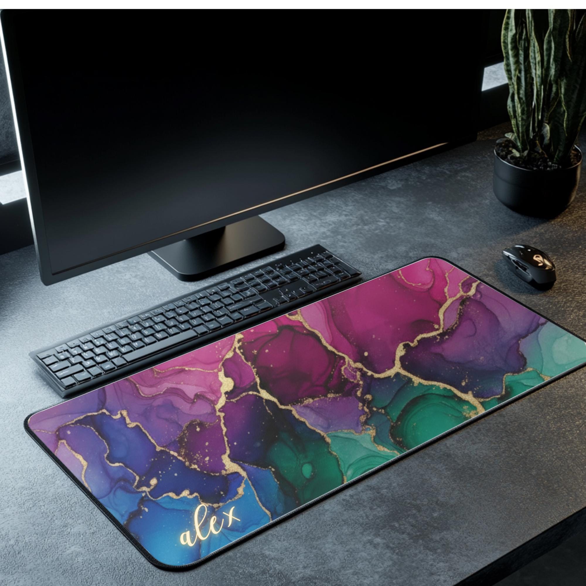 Custom Desk Mat Mousepad With Name, Large Modern Desktop Mats, Colorful ...