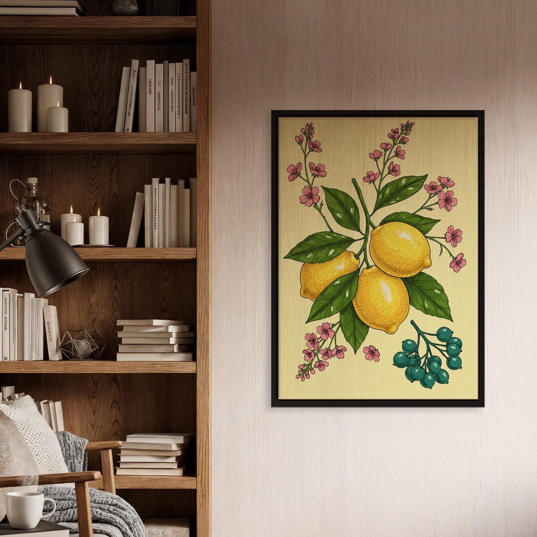 Vintage Poster, Lemon Wall Art, Botanical Fruit Print – Mediterranean ...