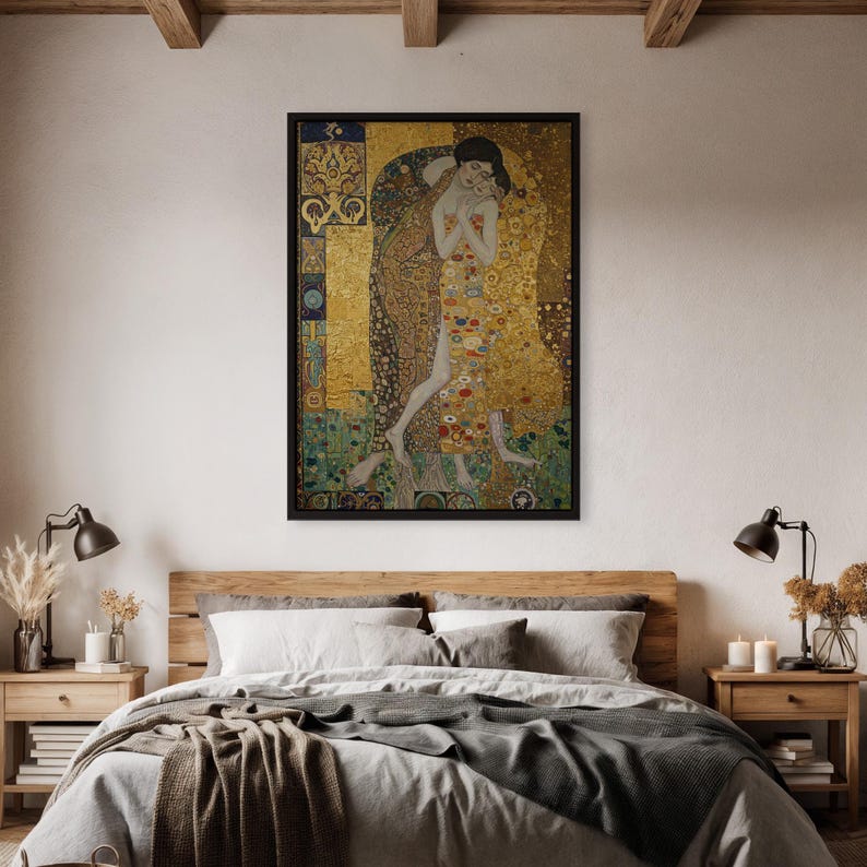 Gustav Klimt the Embrace Art Print – Romantic Gold Foil Style Wall Art ...