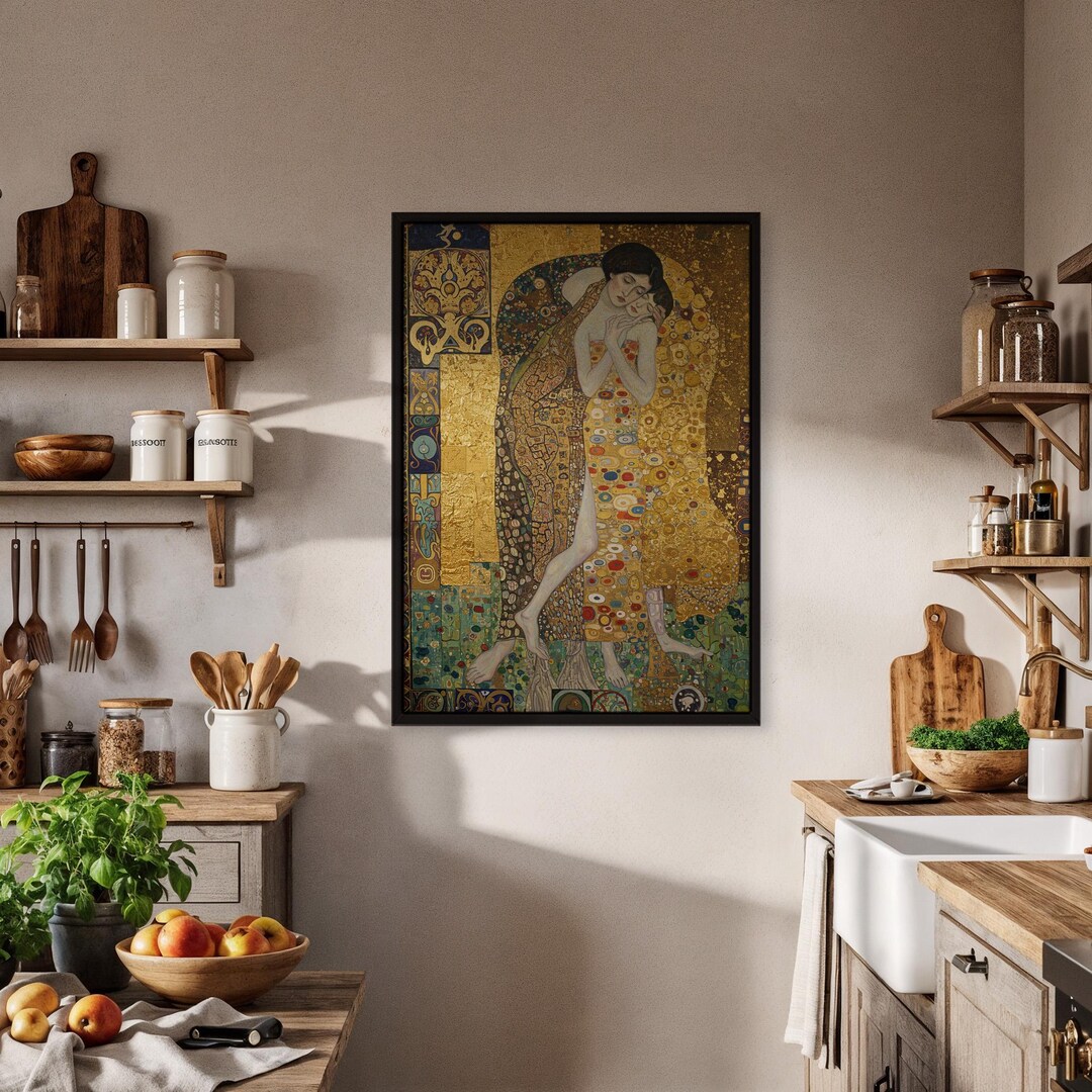 Gustav Klimt the Embrace Art Print – Romantic Gold Foil Style Wall Art ...