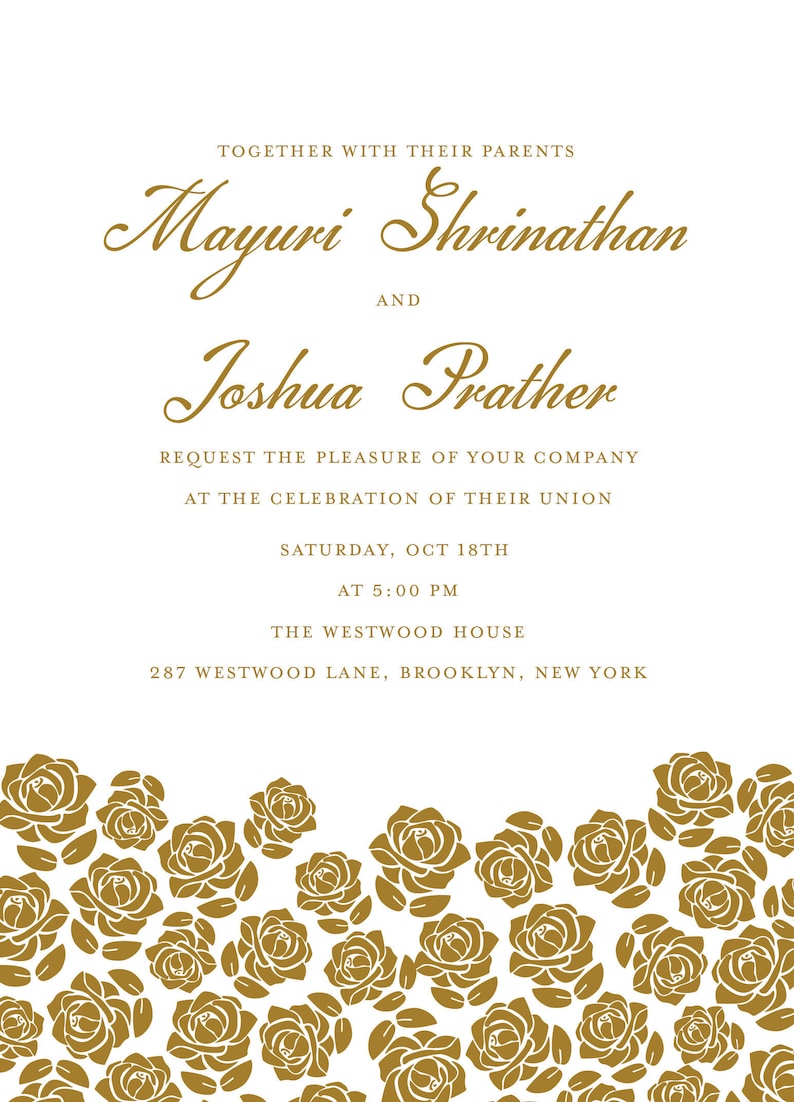 Downloadable Hindu Wedding Rose Invitation