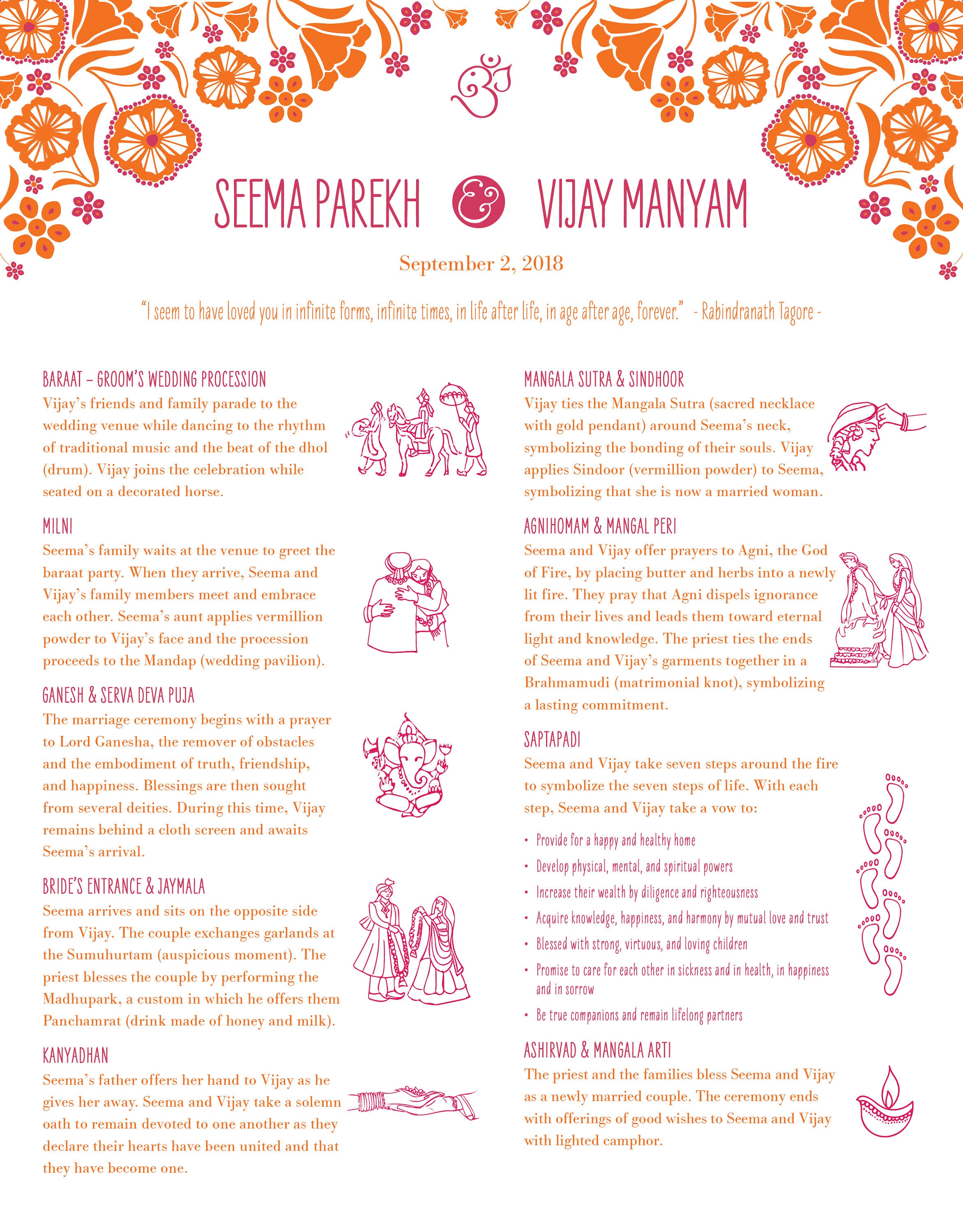 Indian Wedding Printable Program With Graphics