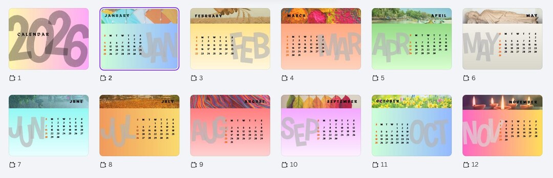 2026 Printable Calendar | A4, US Letter Landscape (digital Download) - Etsy