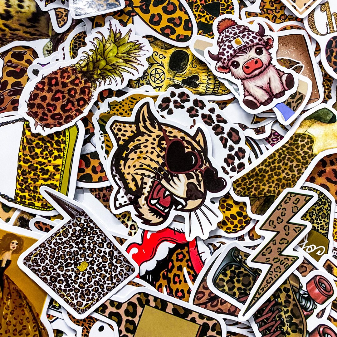 Pack of 50 Leopard Stickers, Watercolor Leopard Stickers, Animal ...