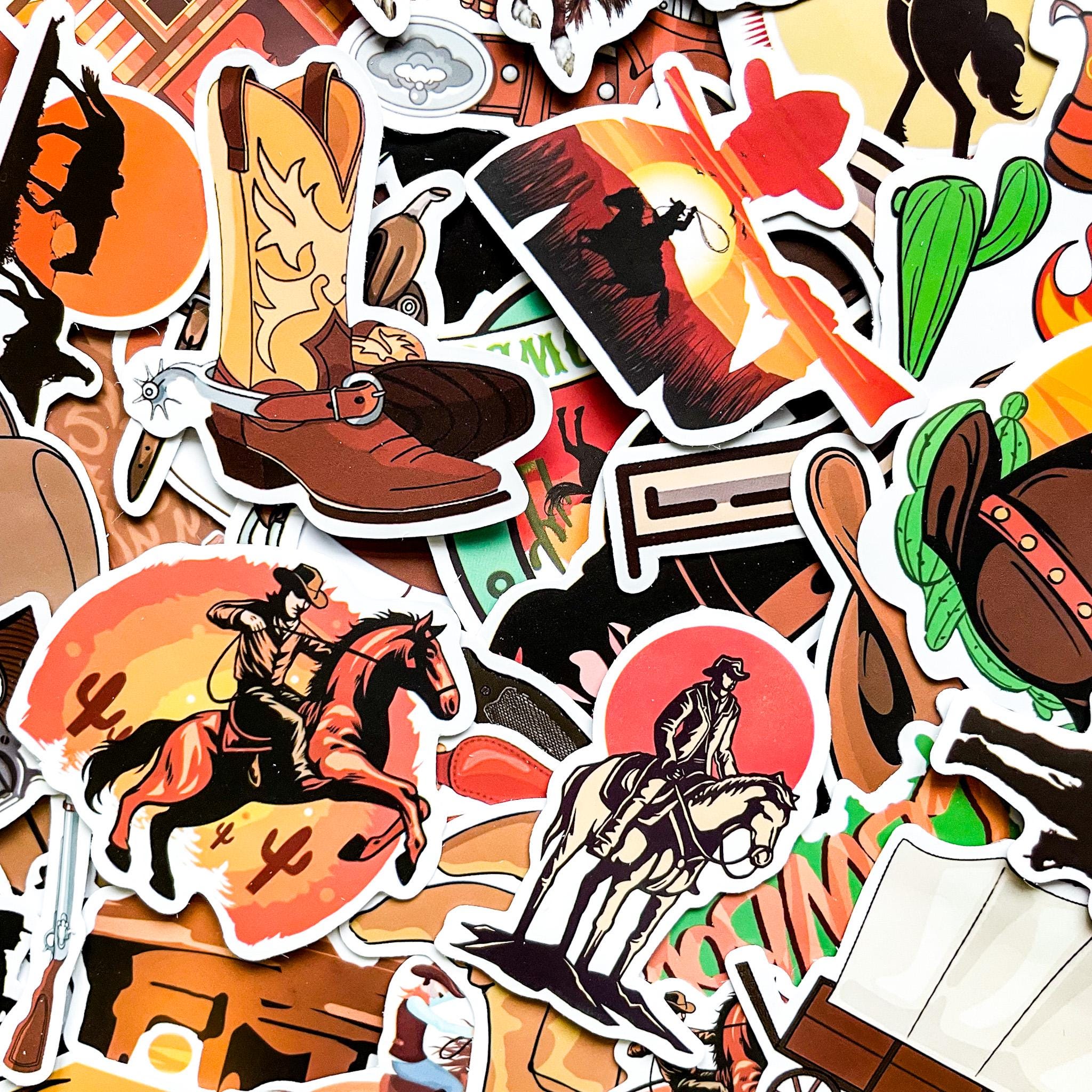 American Rodeo Stickers Pack of 50 Cowboy Stickers, Desert Western Stickers, Retro Country ...
