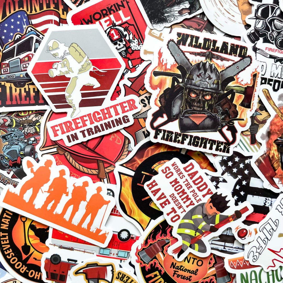 Pack of 50 Firefighter Stickers, Fire Rescue Stickers, Fire Crew ...