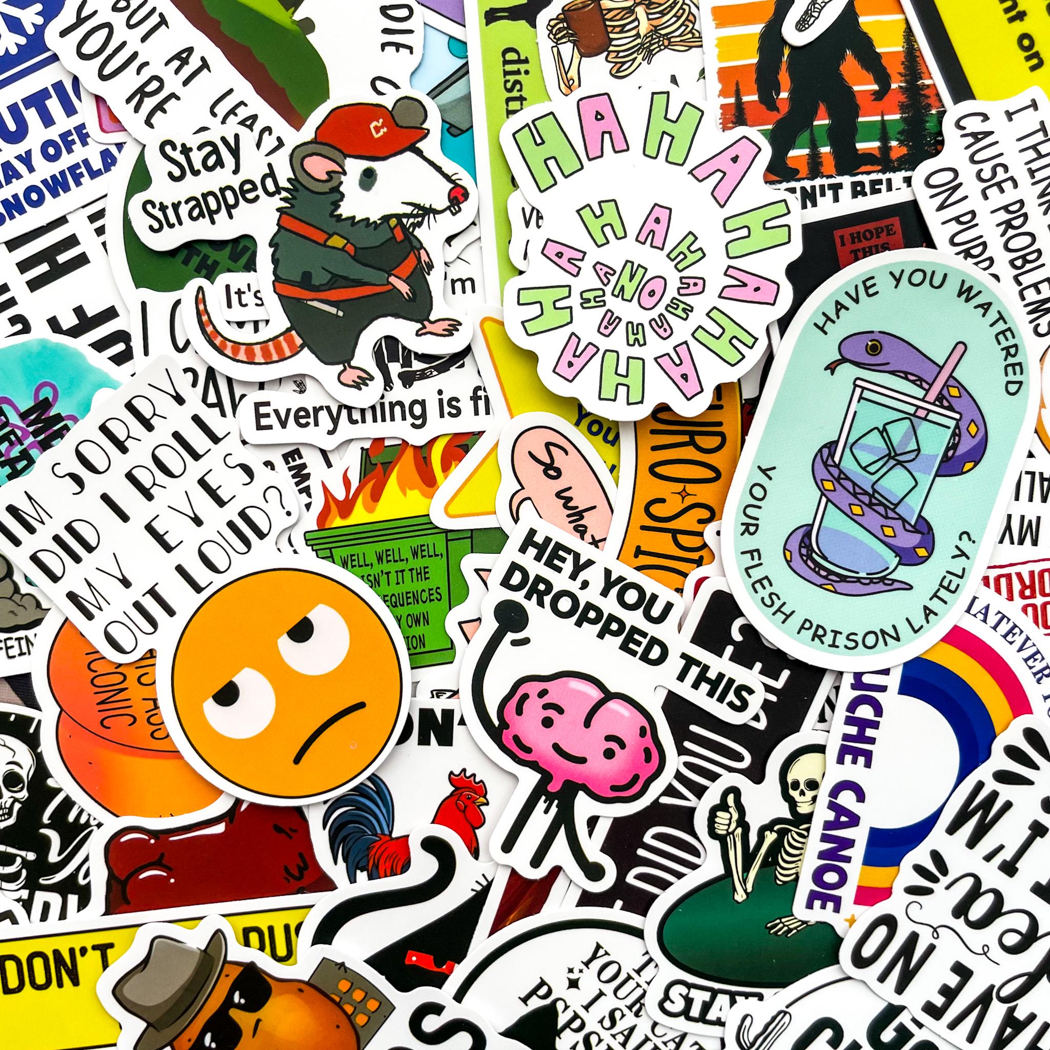 Sticker Design Jokes Pack of 50 Dark Humor Stickers, Edgy Meme Stickers, Sarcasm Cartoon ...