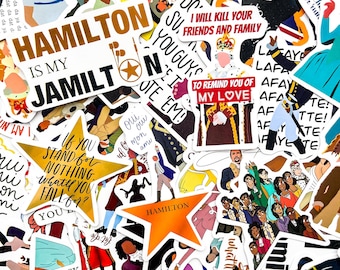Pak met 50 Hamilton-citaatstickers, muziektheaterstickers, fanartstickers, waterdichte stickers voor dagboek, notebook, schetsboek