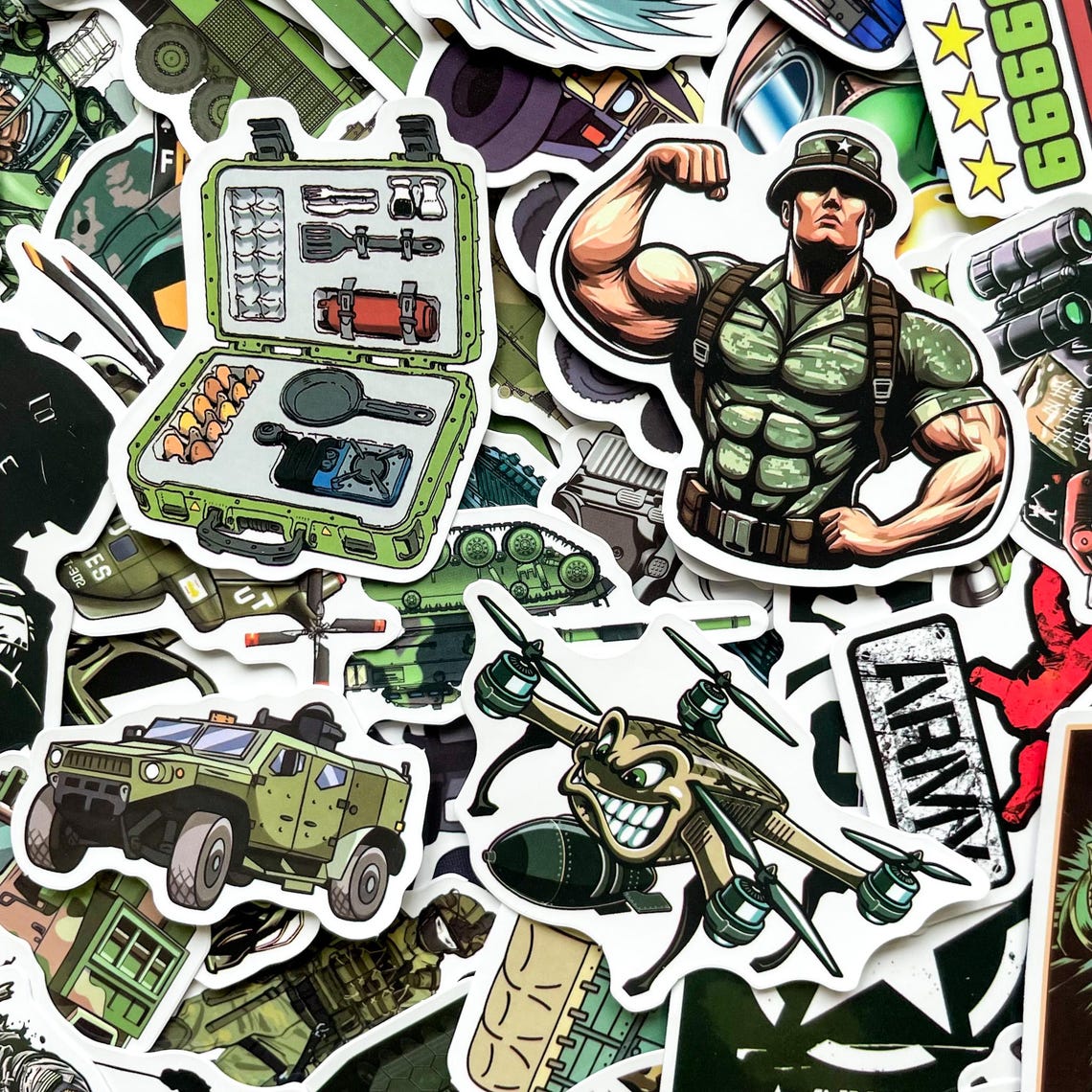 Pack of 50 Military Stickers, Army Vehicle Stickers, Tactical Combat ...
