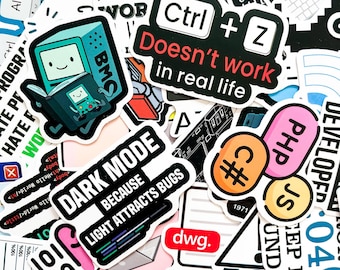 Pack of 50 Programmer Stickers, Coding Meme Stickers, Developer Humor Stickers, Tech Nerd Stickers, Waterproof Stickers for Engineer
