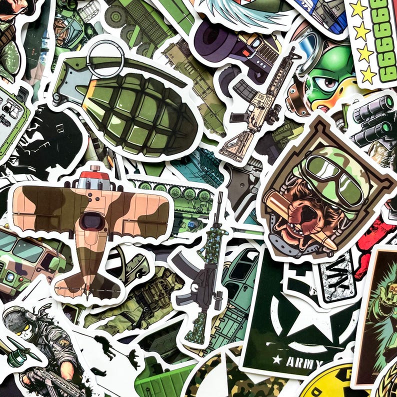 Simple War Sticker Pack of 50 Military Stickers, Army Vehicle Stickers, Tactical Combat ...