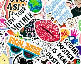 Pack of 50 Social Justice Stickers, Rights Stickers, Positive Activism Stickers, Art Stickers, Waterproof Sticker for Daily Notebook Journal