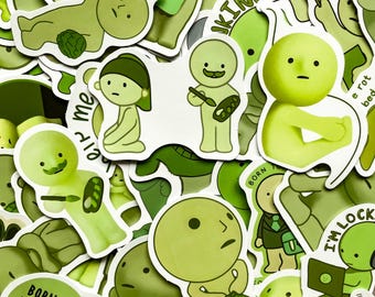 Paquete de 50 pegatinas Smiski, pegatinas verdes de humor, pegatinas kawaii, pegatinas de personajes divertidos, pegatinas impermeables para álbumes de recortes y cuadernos.