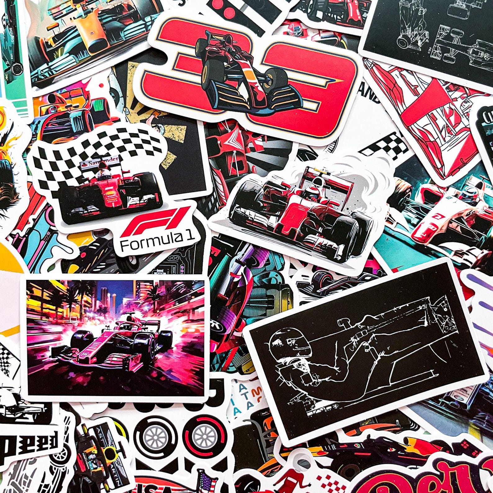 Sticker Speed Driver Pack of 50 F1 Racing Stickers, Speed Car Stickers for Kids, Race Theme ...