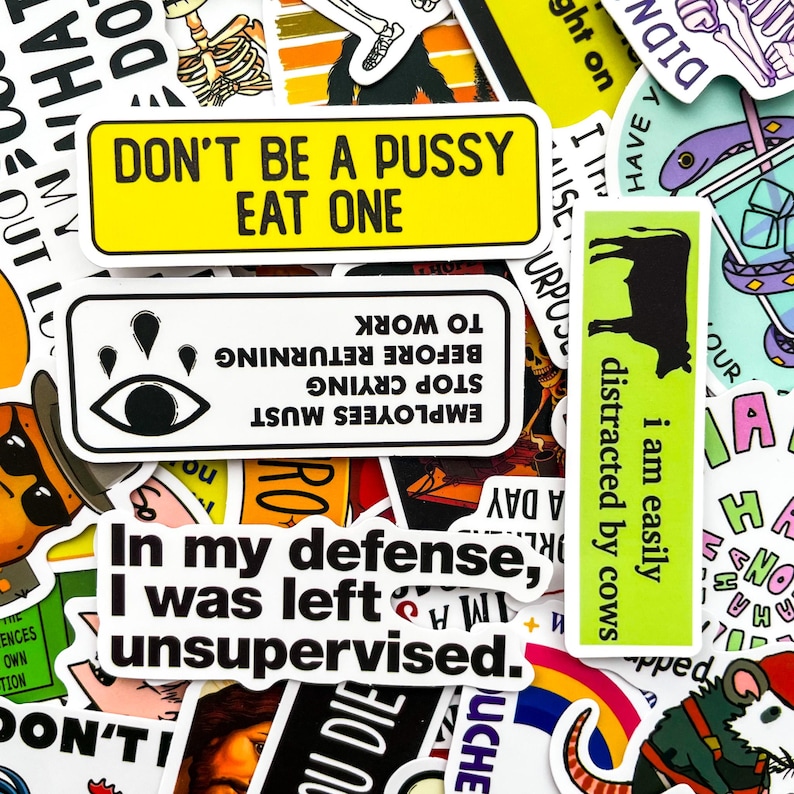 Sticker Design Jokes Pack of 50 Dark Humor Stickers, Edgy Meme Stickers, Sarcasm Cartoon ...