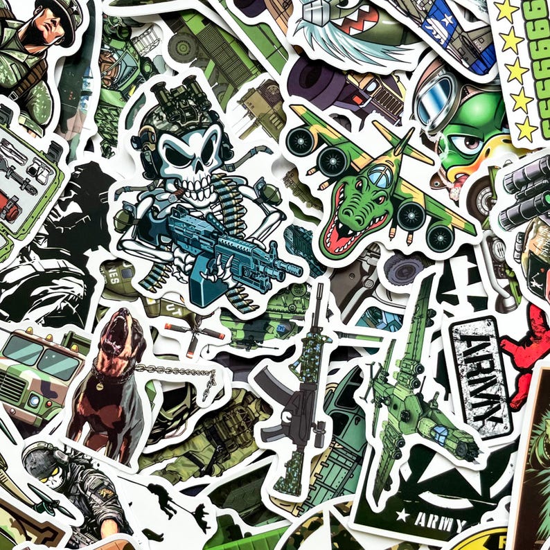 Pack of 50 Military Stickers, Army Vehicle Stickers, Tactical Combat ...