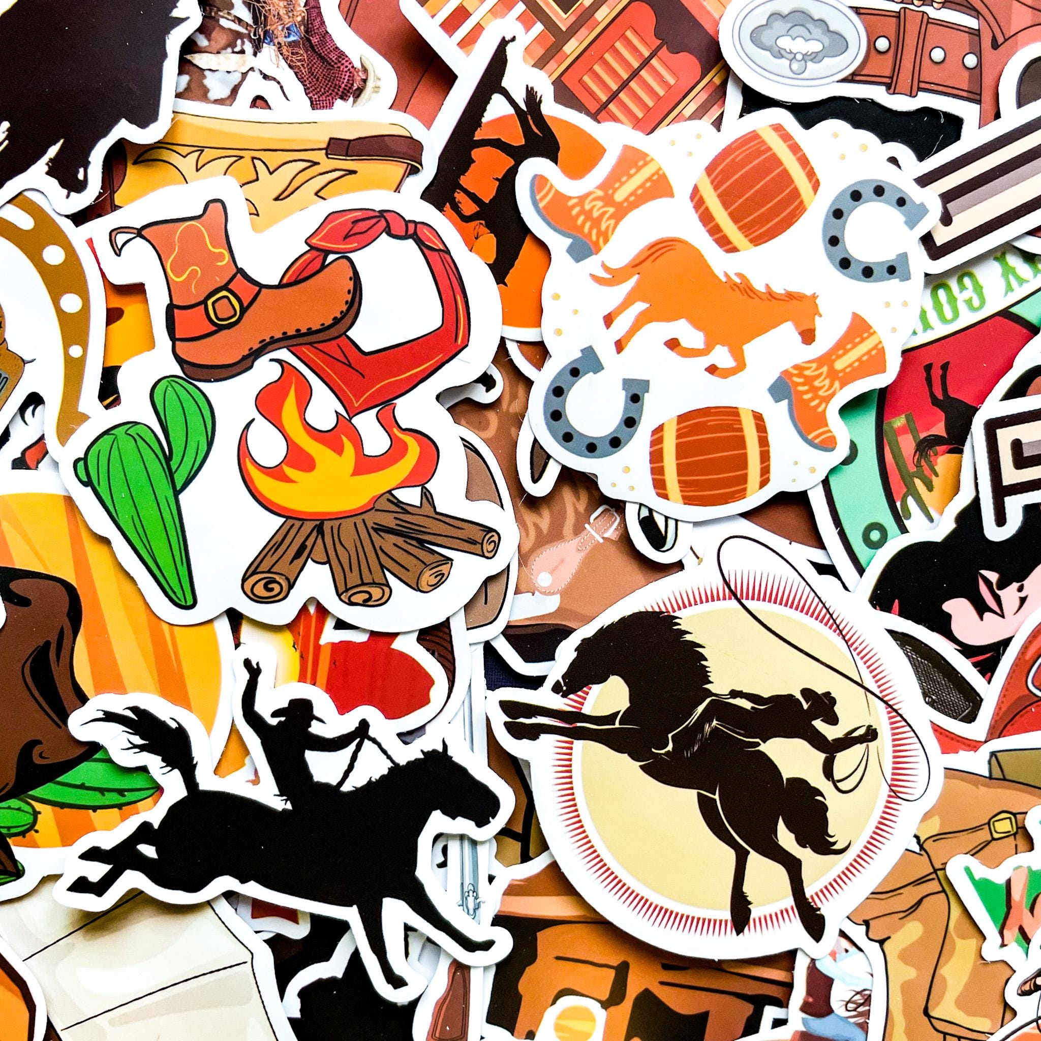 American Rodeo Stickers Pack of 50 Cowboy Stickers, Desert Western Stickers, Retro Country ...