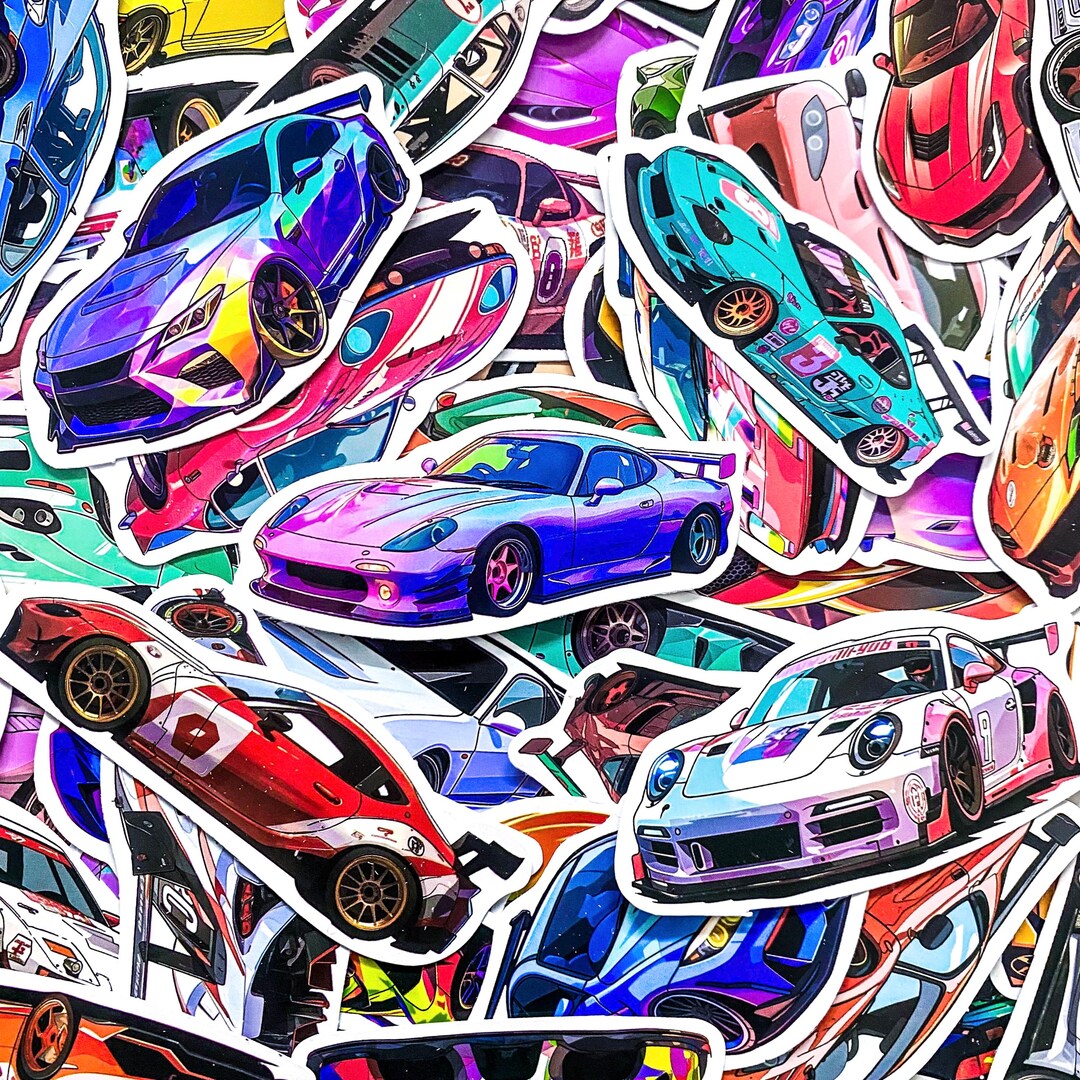 Pack of 50 Cool Supercar Stickers, Racing Car Stickers, Sports Car ...