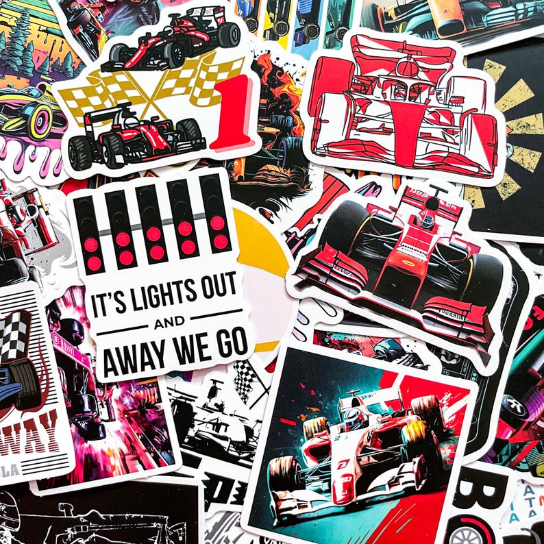 Pack of 50 F1 Racing Stickers, Speed Car Stickers for Kids, Race Theme ...