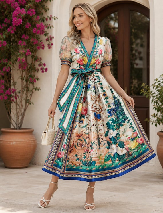 womens summer cotton dresses French Romantic Maxi Dress Color:Palma 21.11.2025 Summer Dress Casual Midi suitable for both warm