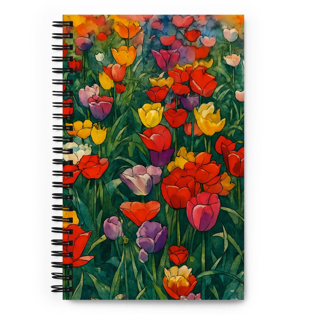 Watercolor Tulip Spiral Notebook | Floral Journal | Botanical Writing ...