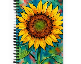 Watercolor Sunflower Spiral Notebook | Floral Journal | Artistic Writing Notebook