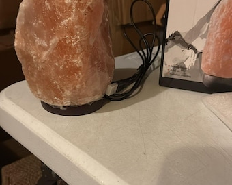 Lámpara grande de sal rosa del Himalaya natural - Decoración de cristal (20 cm)