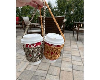 Crochet Coffee Cup Holder Pattern PDF, Cold Drink Sleeve, Iced Coffee Cozy