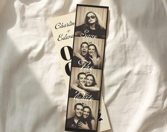 Plantilla de fotomatón vintage para guardar la fecha: Anuncio de boda editable (descarga digital)