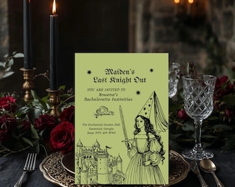 Medieval Princess Bachelorette Invitation Template | Gothic Last Knight Out Invite | Fantasy Bachelorette