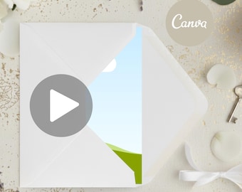 Bröllopsinbjudningsvideomodell, redigerbar Canva-mall, dra-och-släpp-ram