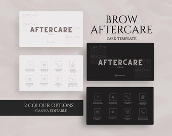 眉アフターケアカードテンプレート、編集可能な名刺（デジタルダウンロード）