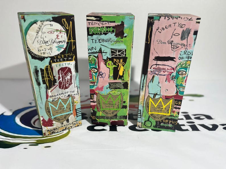 Dom Perignon Empty Bottle•Dom Perignon Flaschen Leer•Dom Perignon Bouteille Vide•Dom Perignon Limited Edition•Jean Michael Basquiat Factice immagine 3