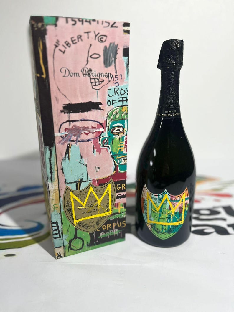 Dom Perignon Empty Bottle•Dom Perignon Flaschen Leer•Dom Perignon Bouteille Vide•Dom Perignon Limited Edition•Jean Michael Basquiat Factice JMB 0,7 + Box Yellow