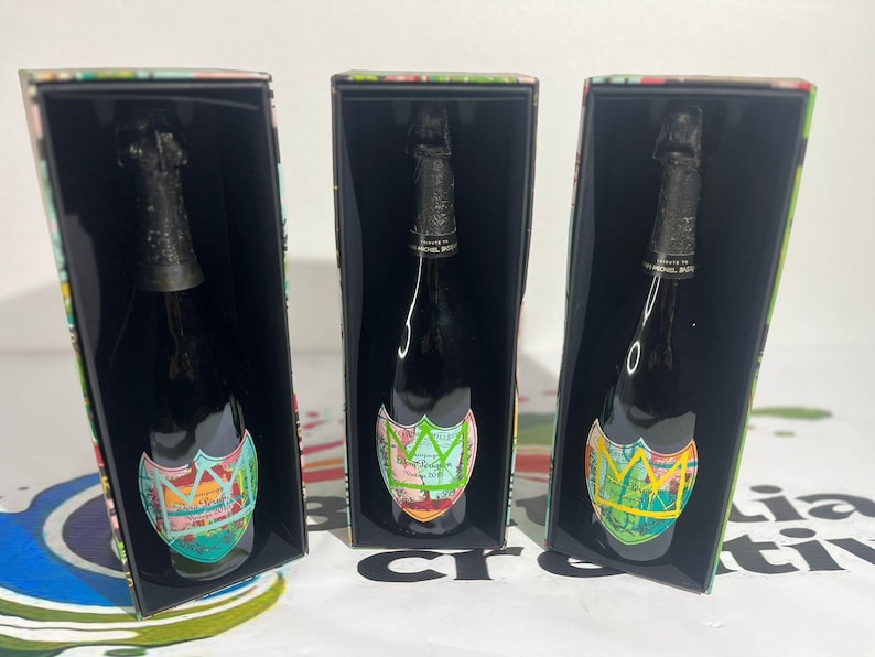 Dom Perignon Empty Bottle•Dom Perignon Flaschen Leer•Dom Perignon Bouteille Vide•Dom Perignon Limited Edition•Jean Michael Basquiat Factice JMB Bundle + Box